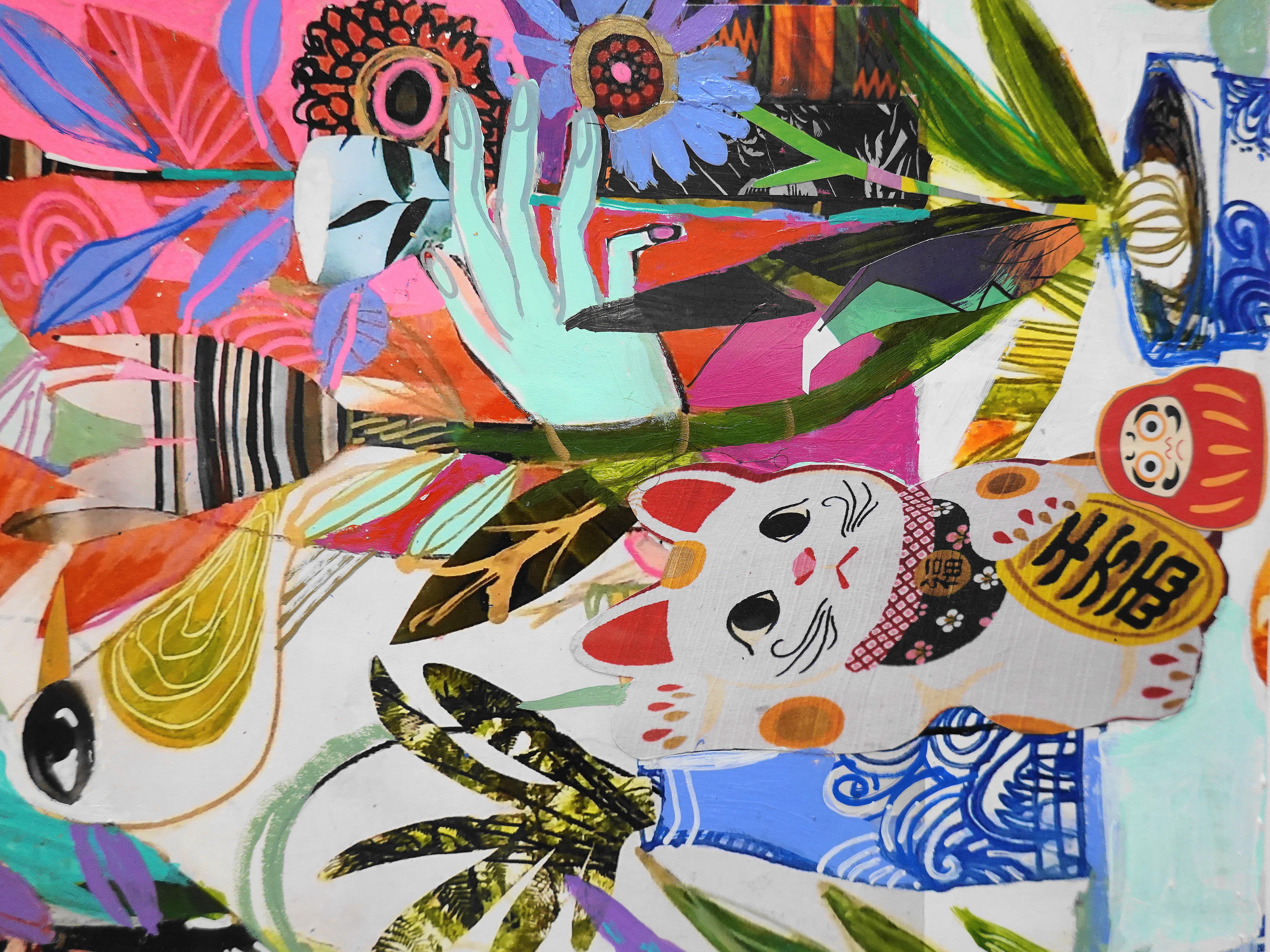 'Love Garden Party (Envy)' by Skip Hill, Mixed Media Painting For Sale 4