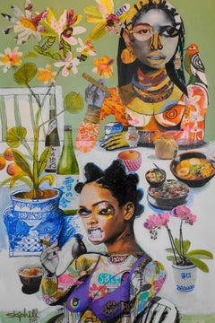 'Love Garden Party (Picnic #3)', Mixed Media and Ink on Paper, 2019