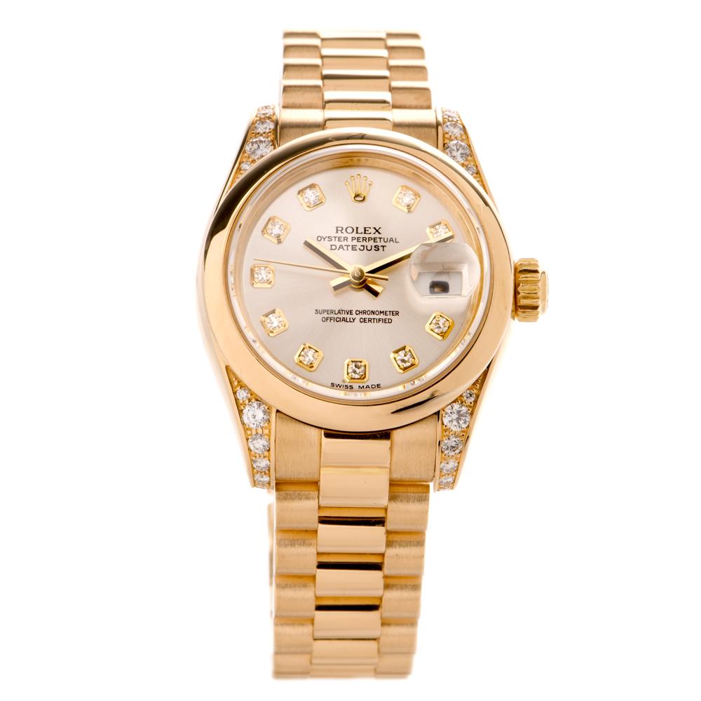 Modern Rolex President Diamond Datejust 26mm Ladies 18K Gold Watch REF 2038883
