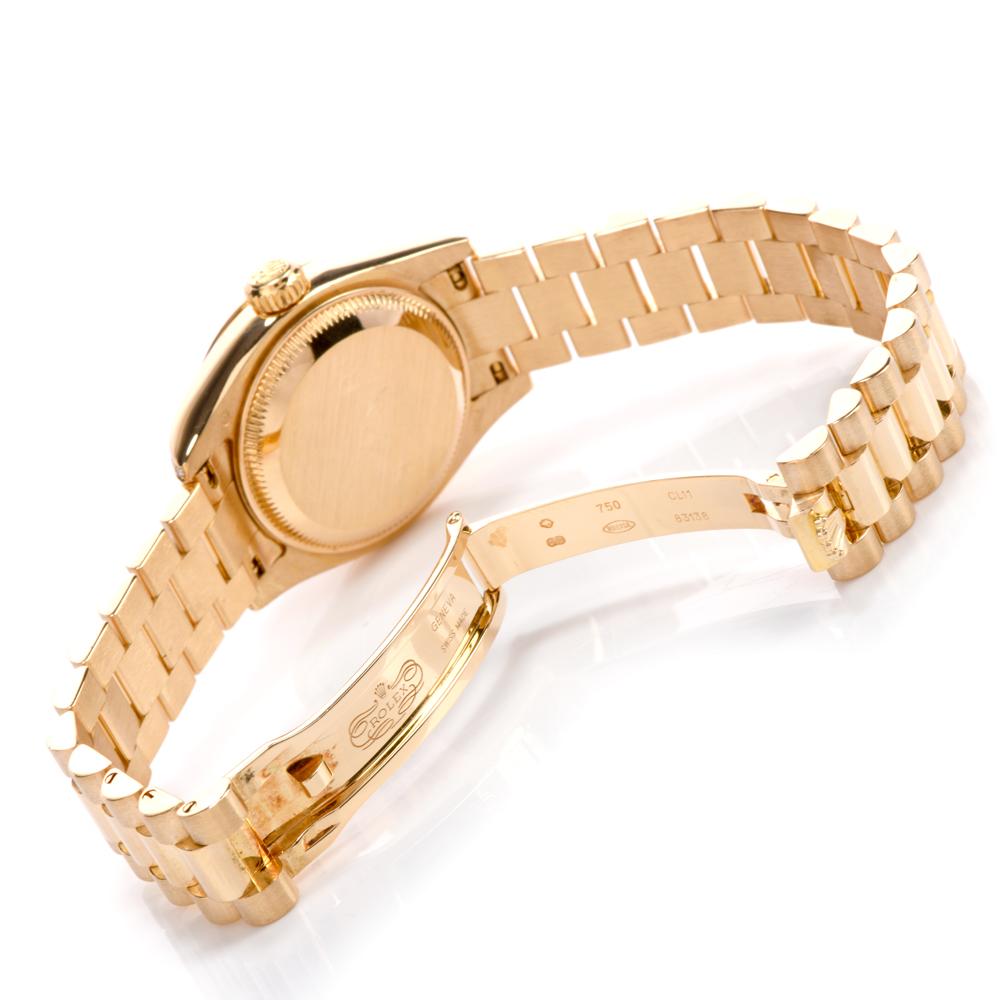Rolex President Diamond Datejust 26mm Ladies 18K Gold Watch REF 2038883 In Excellent Condition In Miami, FL