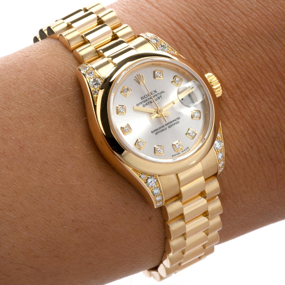 Women's Rolex President Diamond Datejust 26mm Ladies 18K Gold Watch REF 2038883