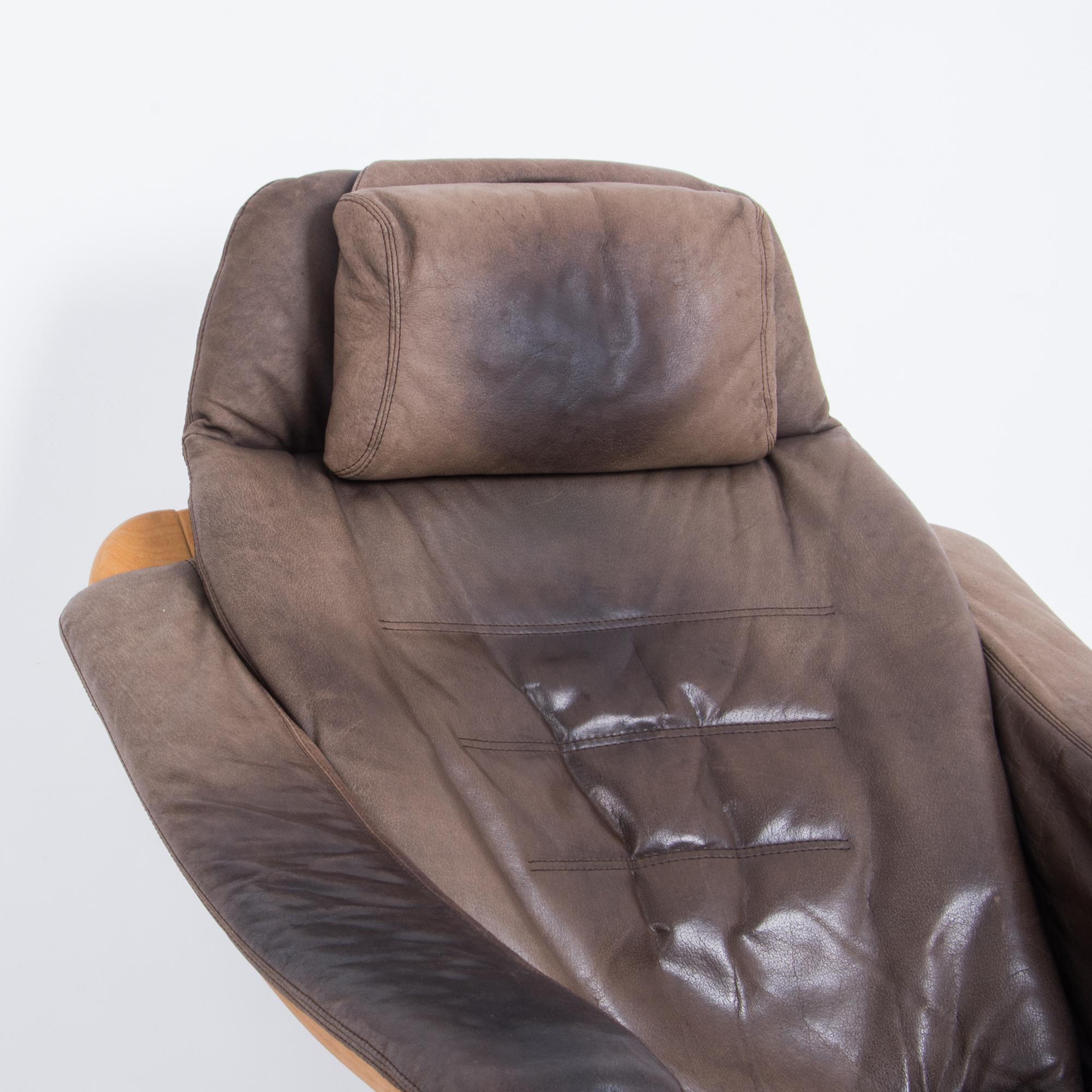 Late 20th Century Skipper Mobler Leather Armchair and Footrest