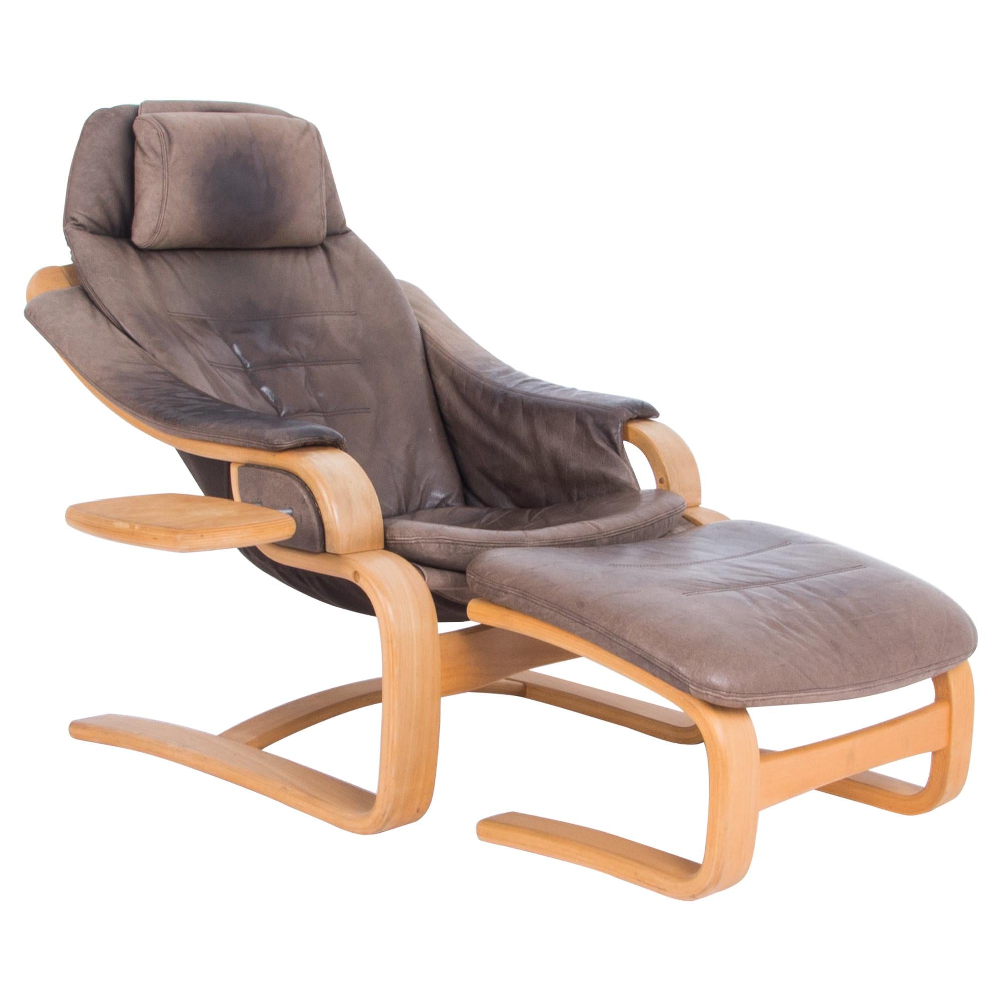 Skipper Mobler Leather Armchair and Footrest