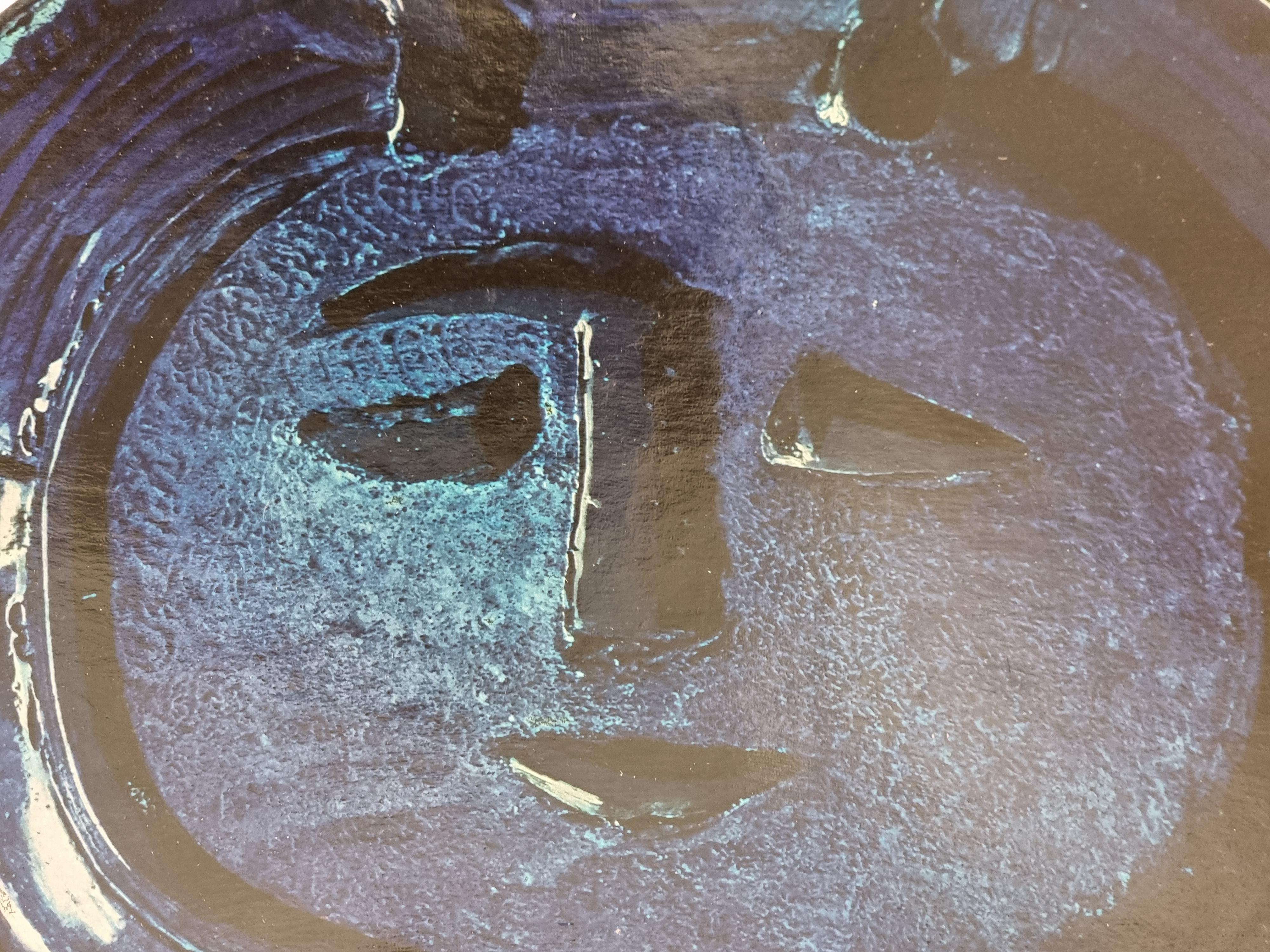 Mid-Century Modern Skira/ Picasso Print of Face in Blue, Ceramic Plate from 