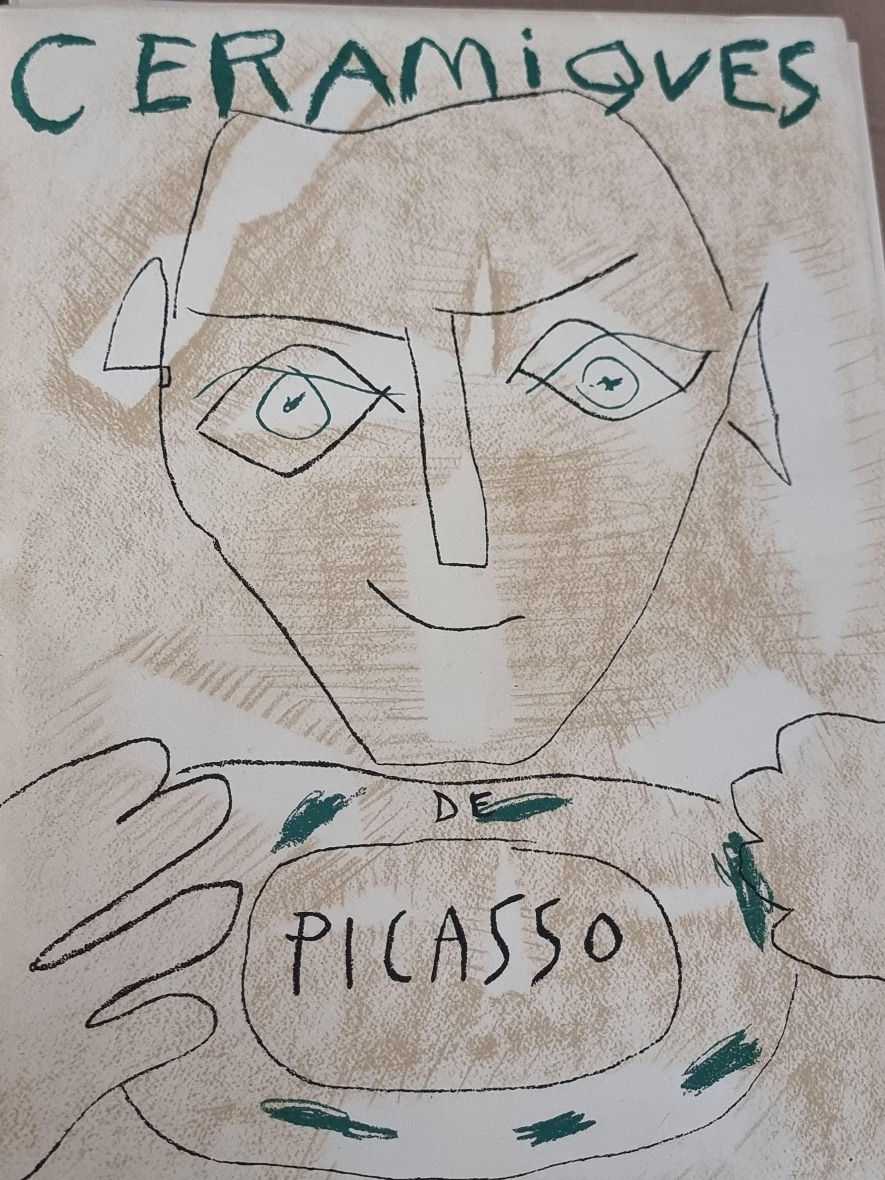 Skira/ Picasso Print of Face in Blue, Ceramic Plate from 