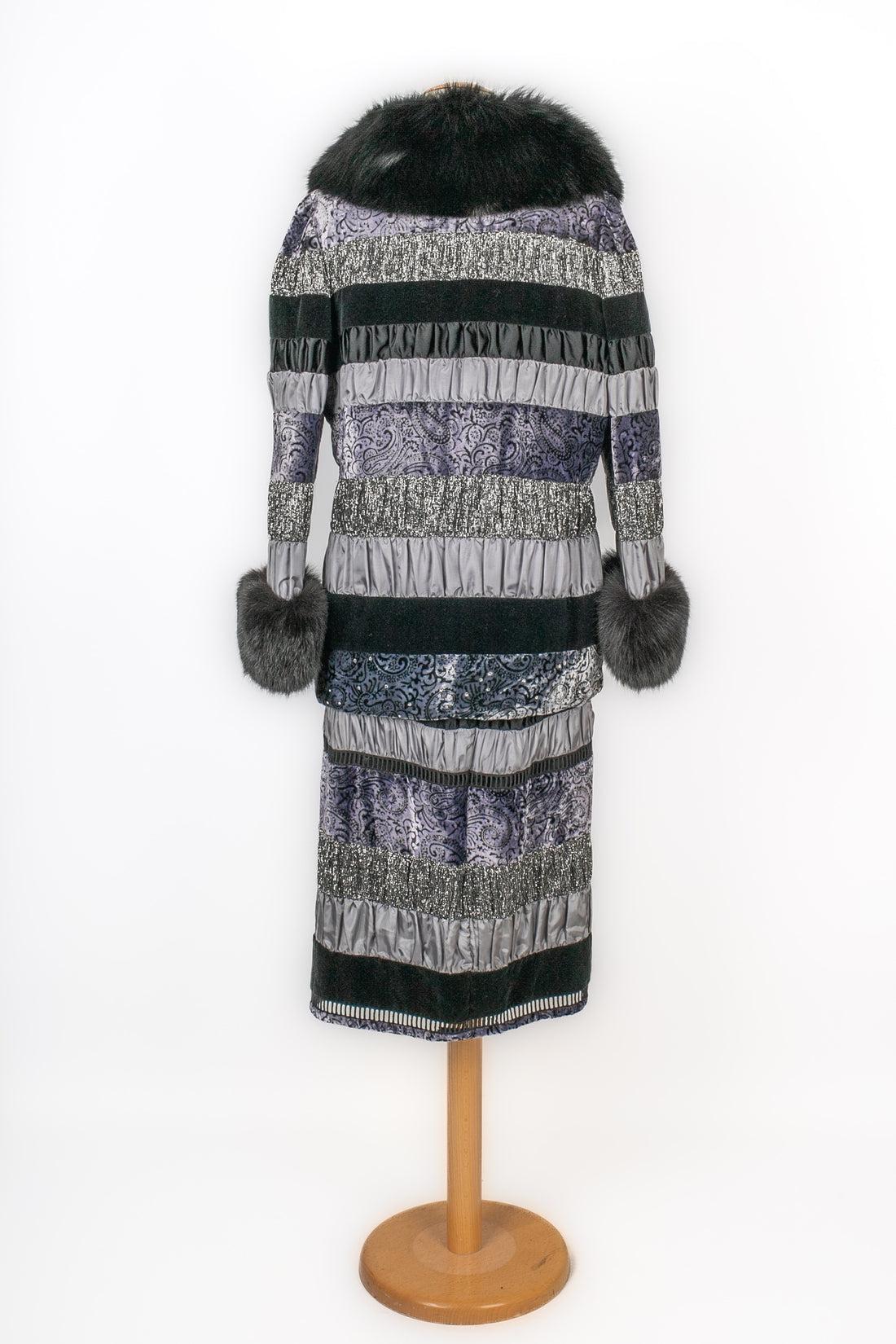 Black Skirt and Jacket Suit, 1985s For Sale