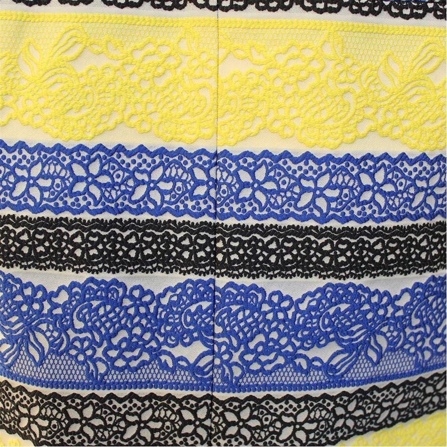 Polyester (72%) Nylon (20%) Silk Yellow blue black colors Embroidered lace effect Total length cm 64 (25.19 inches) Waist cm 34 (13.3 inches)
