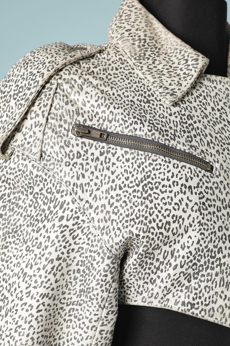 Grigio Abito con gonna  in pelle leopardata stampata Michael Hoban for North Beach Leather in vendita