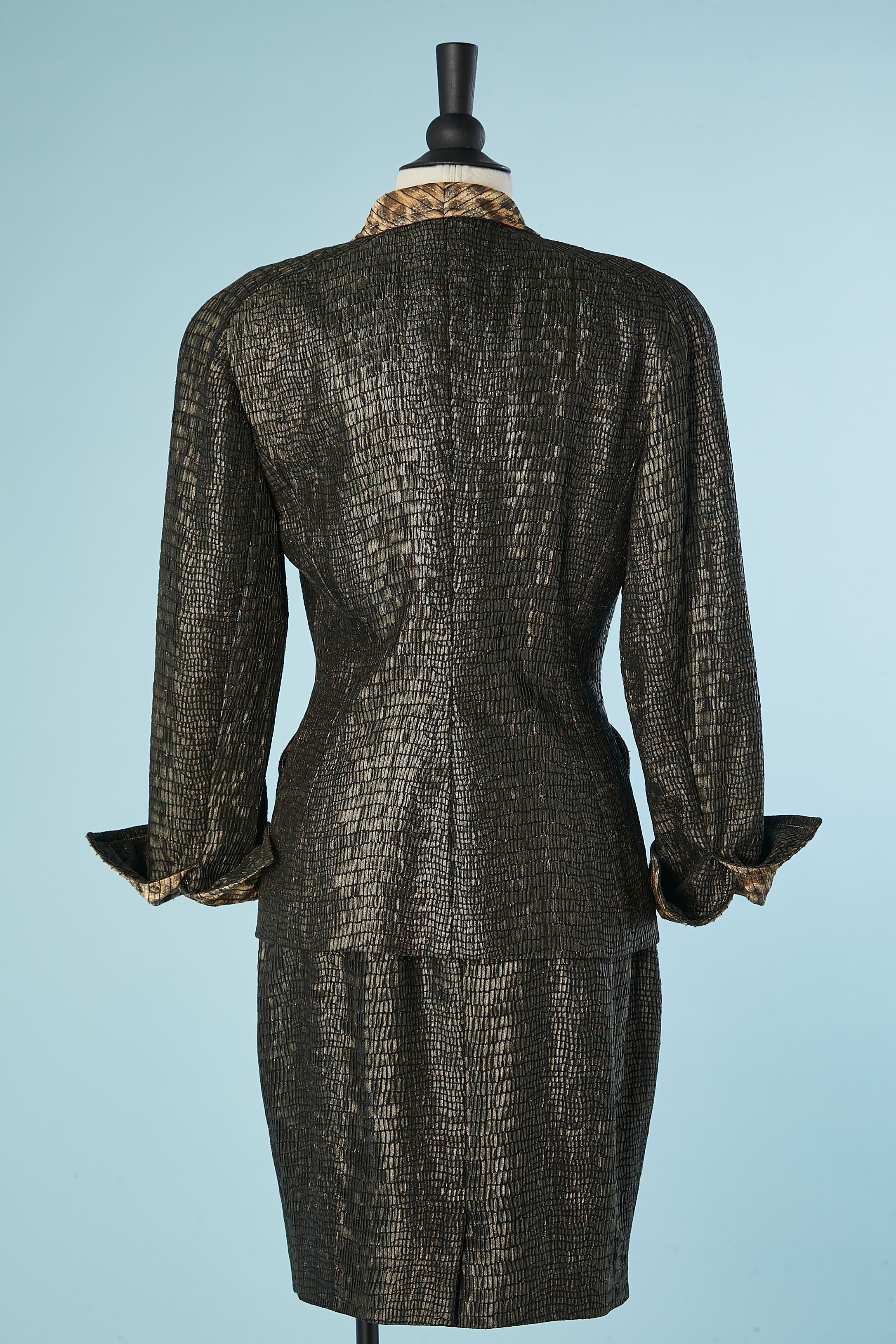 Skirt-suit in python jacquard pattern & leopard lining Christian Dior Boutique  For Sale 1