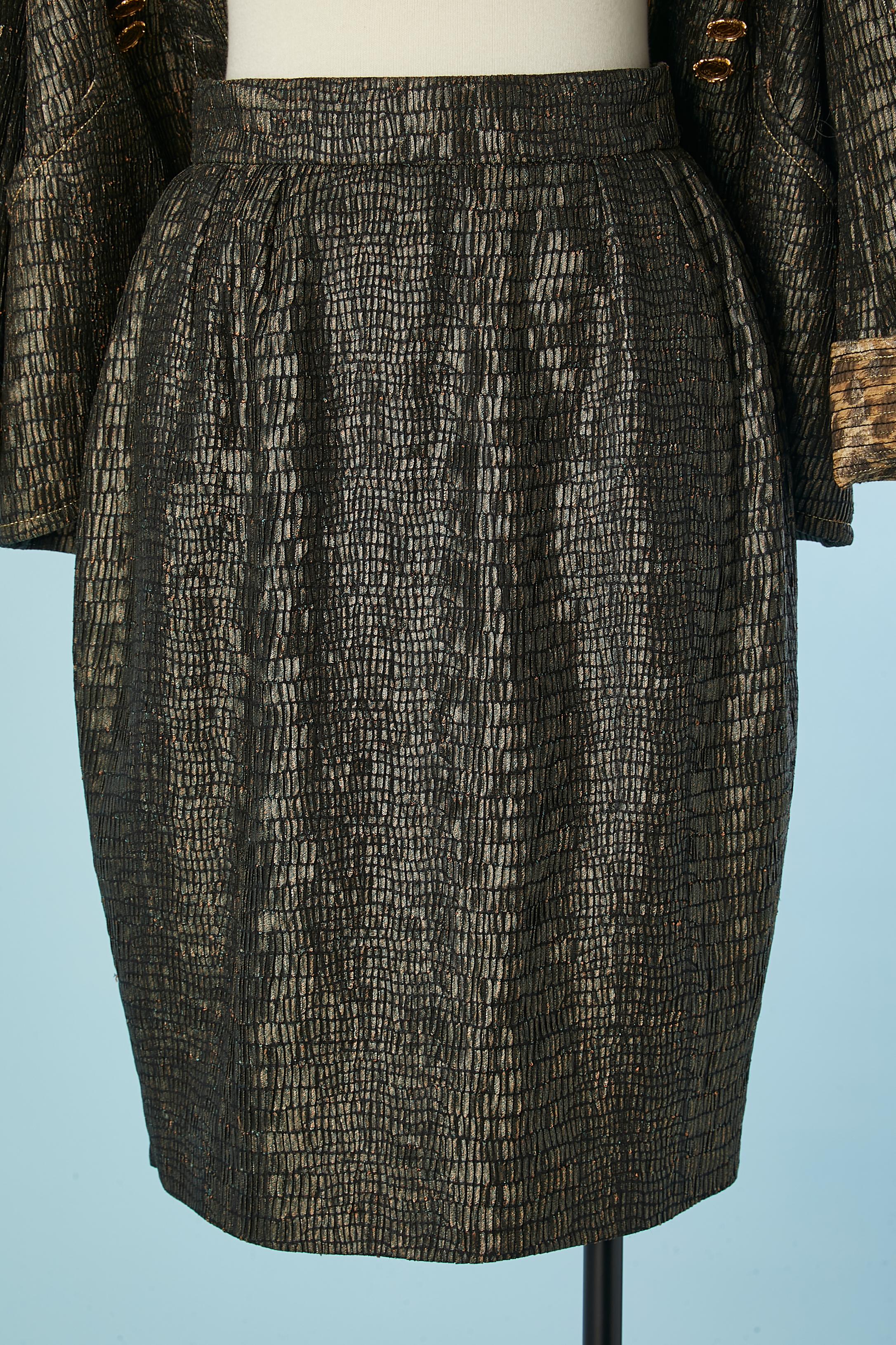 Skirt-suit in python jacquard pattern & leopard lining Christian Dior Boutique  For Sale 2