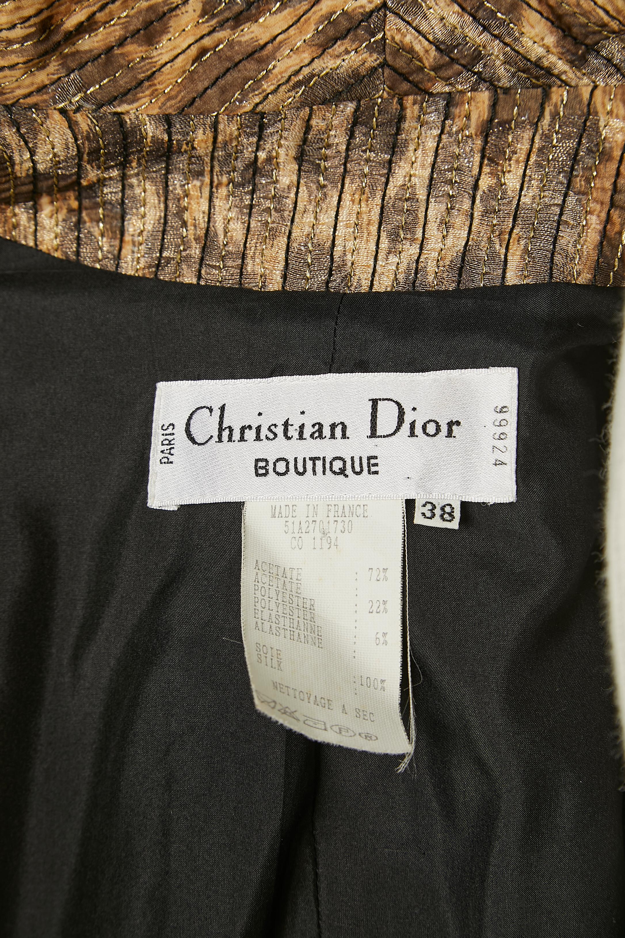 Skirt-suit in python jacquard pattern & leopard lining Christian Dior Boutique  For Sale 3