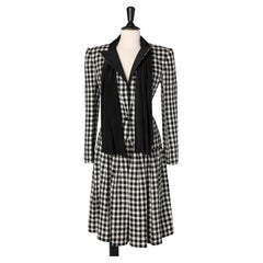 Skirt suit with black and white check pattern and silk scarf Valentino Boutique 