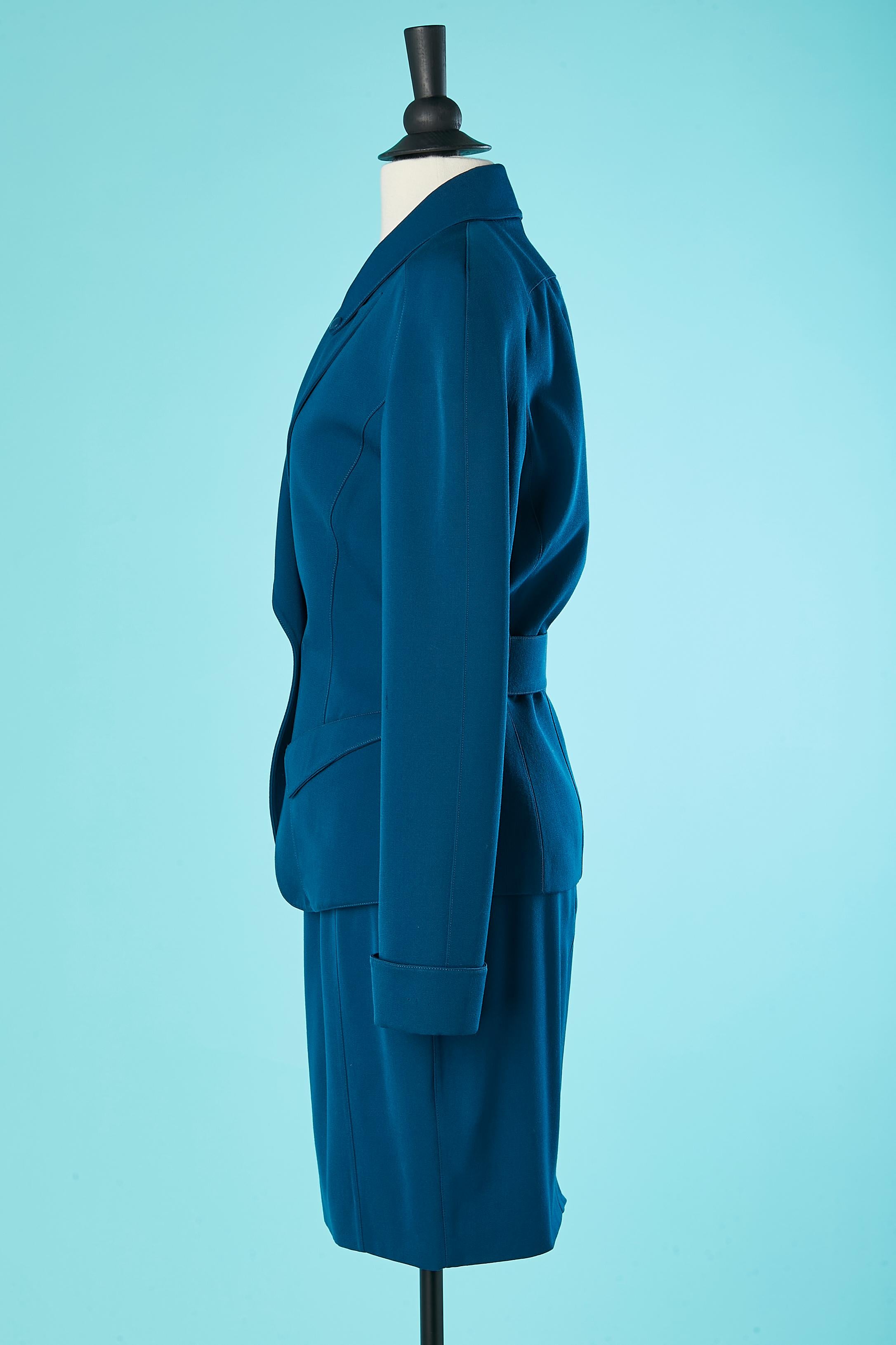 Rock-Anzug mit doppelreihiger Jacke und Schnappverschluss Thierry Mugler  im Zustand „Hervorragend“ im Angebot in Saint-Ouen-Sur-Seine, FR