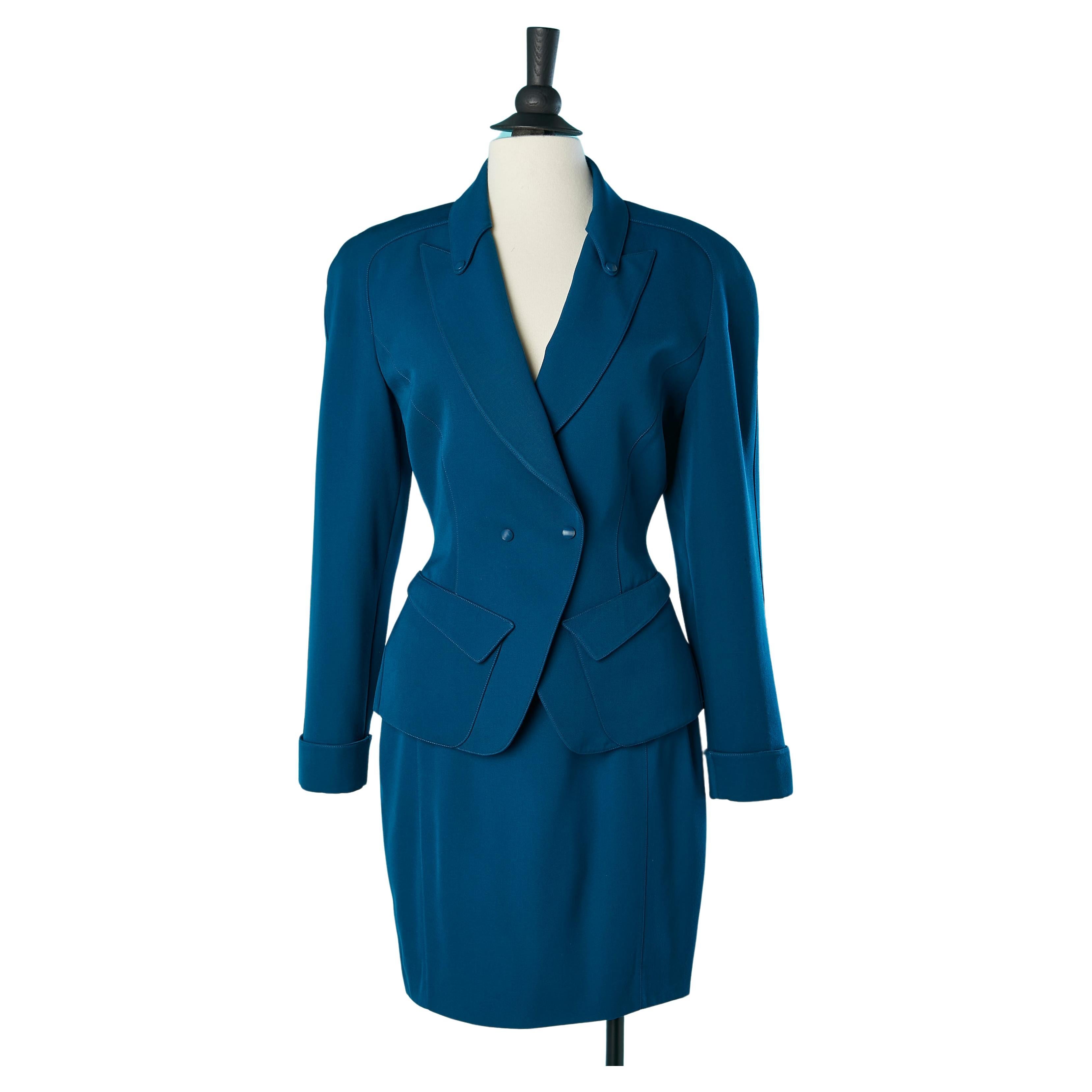 Skirt-suit with double-breasted jacket and snaps Thierry Mugler  For Sale