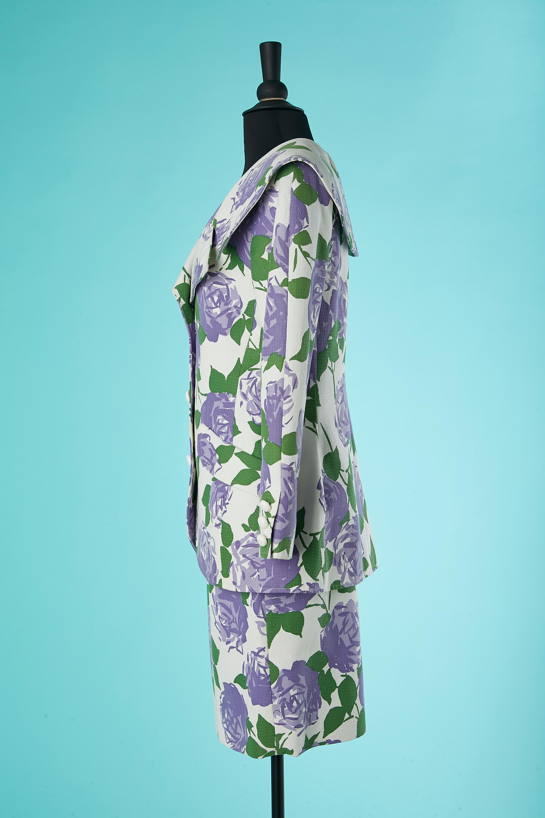 Skirt-suit with flower print Oscar de la Renta  For Sale 1