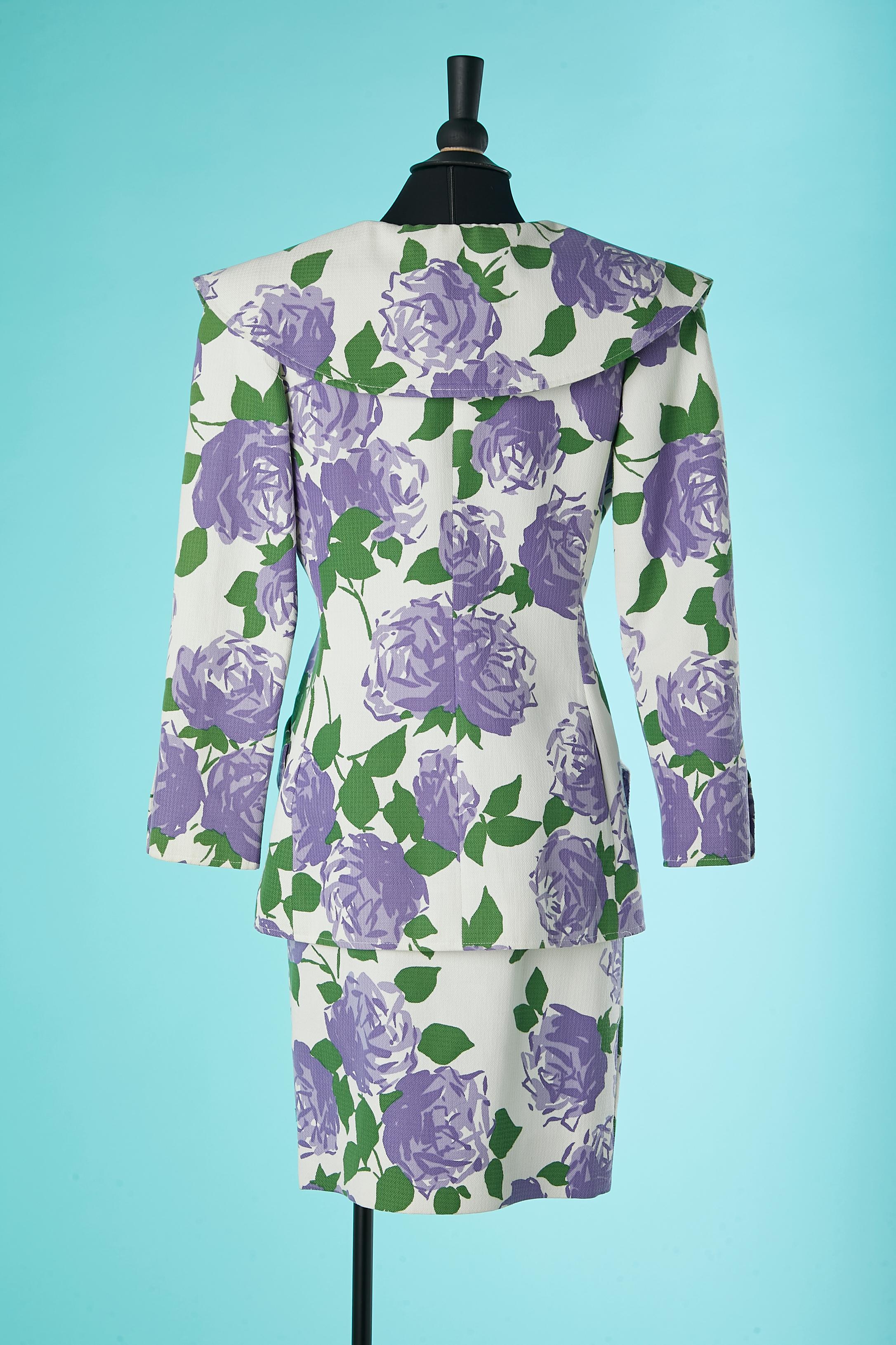 Skirt-suit with flower print Oscar de la Renta  For Sale 2
