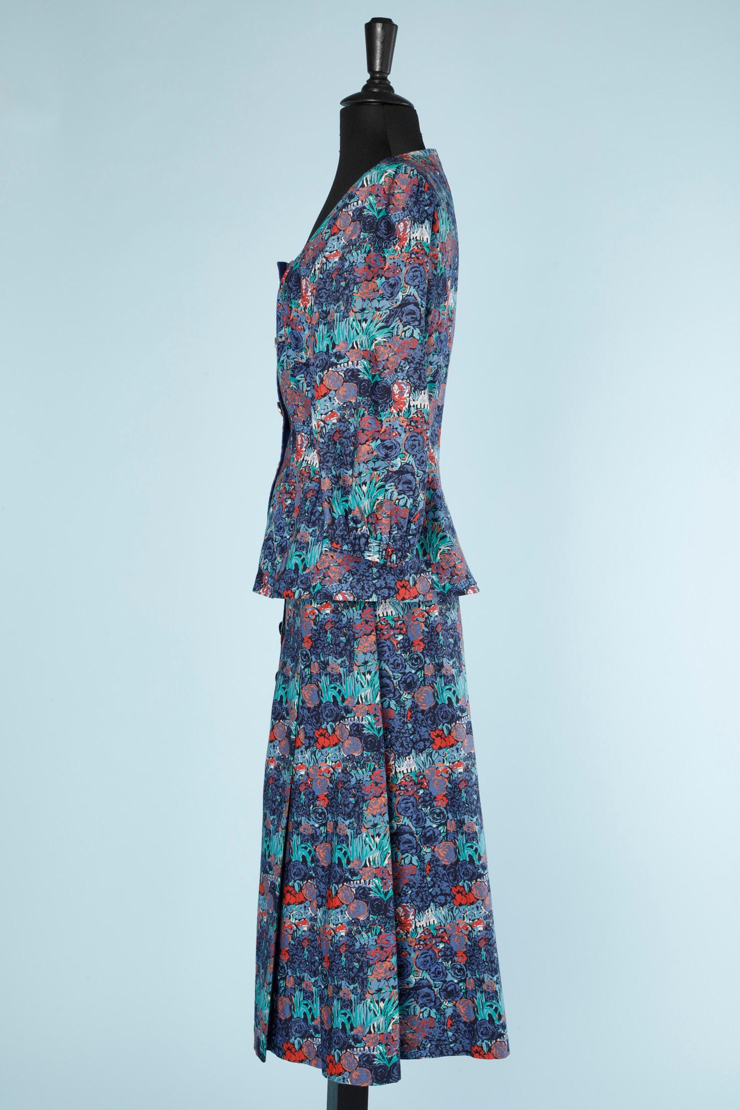 Women's Skirt-suit with flower print Yves Saint Laurent Rive Gauche  For Sale