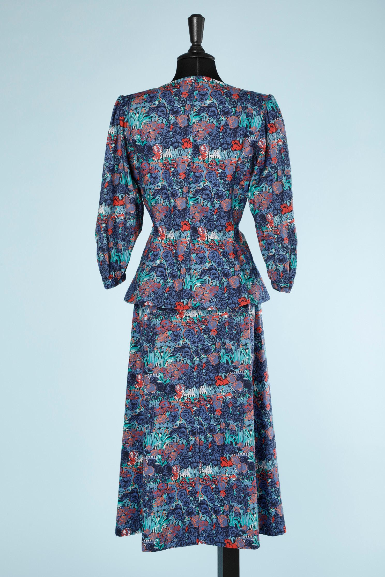 Traje-falda con estampado de flores Yves Saint Laurent Rive Gauche en venta 1