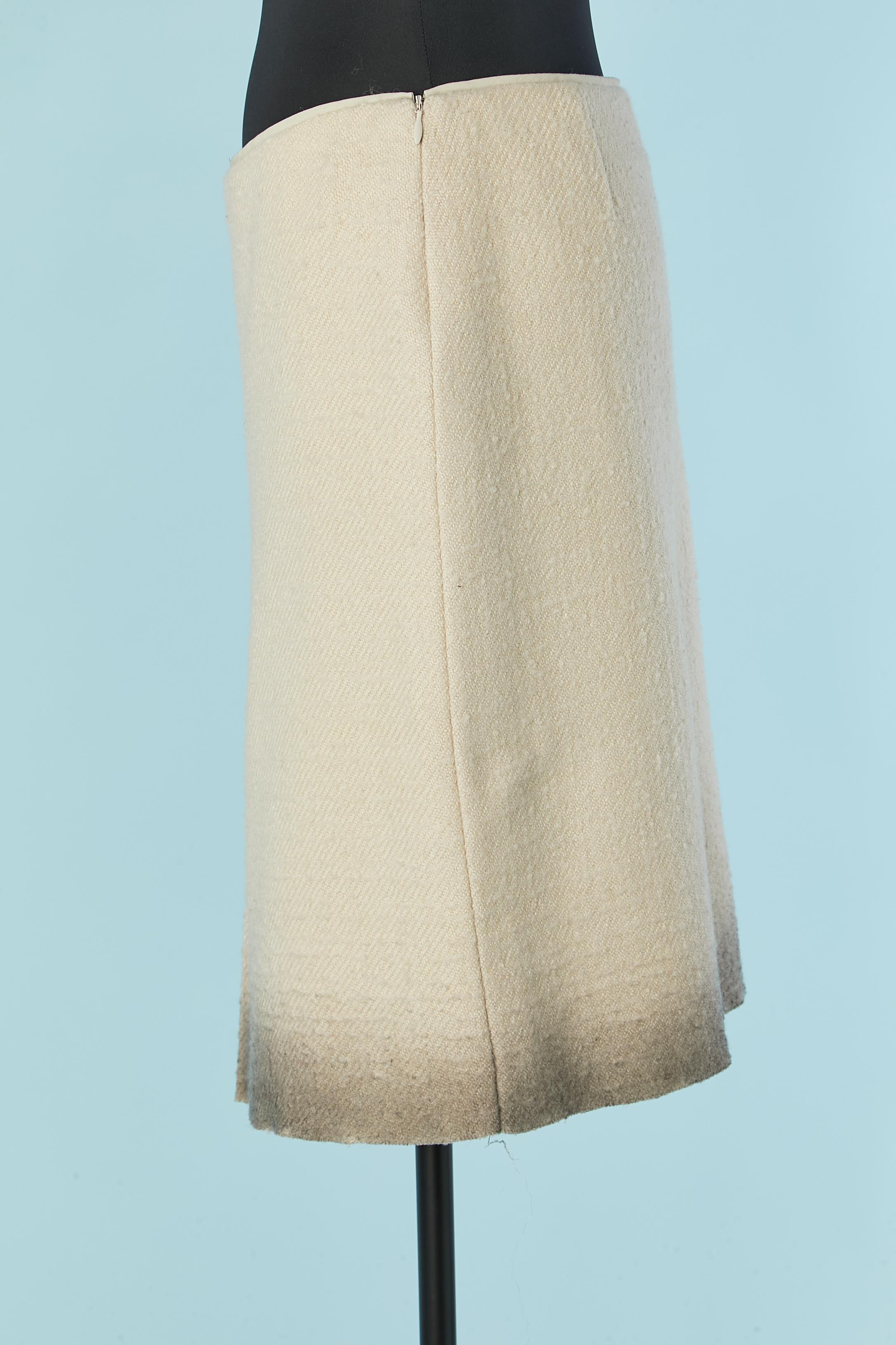 Beige Skirt with box-pleats and beige to grey dégradé Bottega Venata For Sale