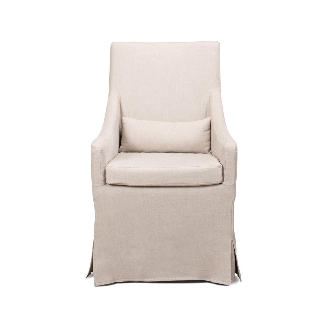 Elevate your living space with this sophisticated piece that seamlessly blends comfort with chic style. Crafted with a durable, sturdy frame, it's draped in a luxurious beige linen fabric.

Designed for those who appreciate a blend of modern design