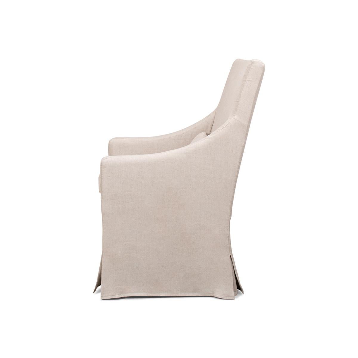 Modern Skirted Linen Dining Chair For Sale