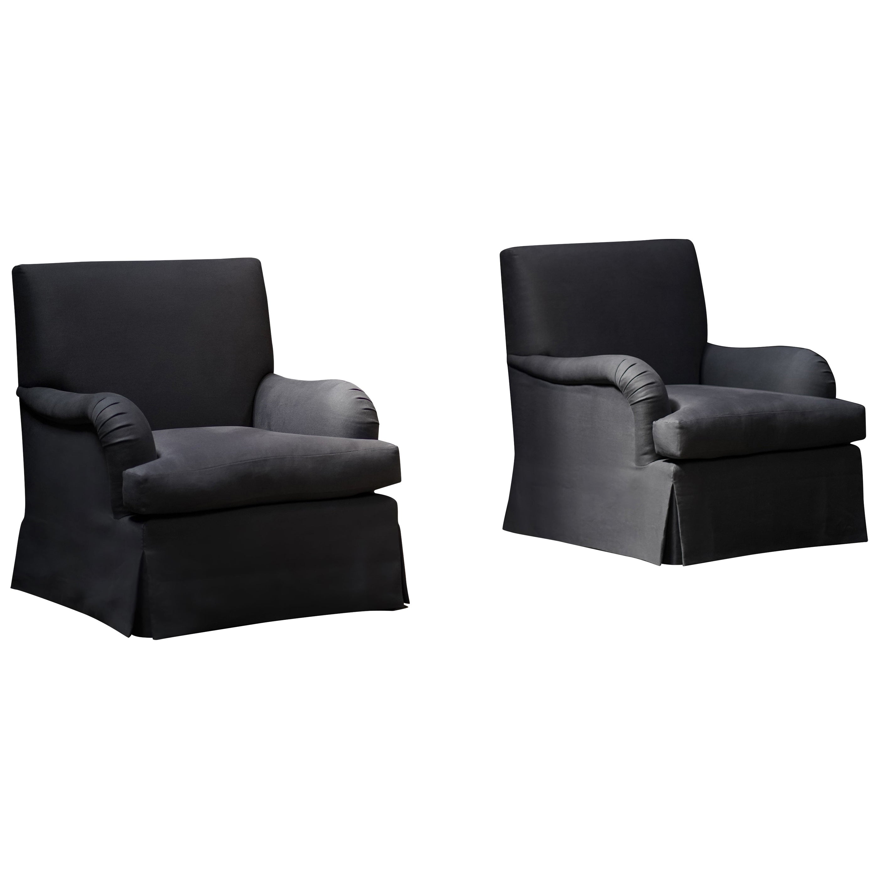 Skirted Lounge Chairs, Pair For Sale