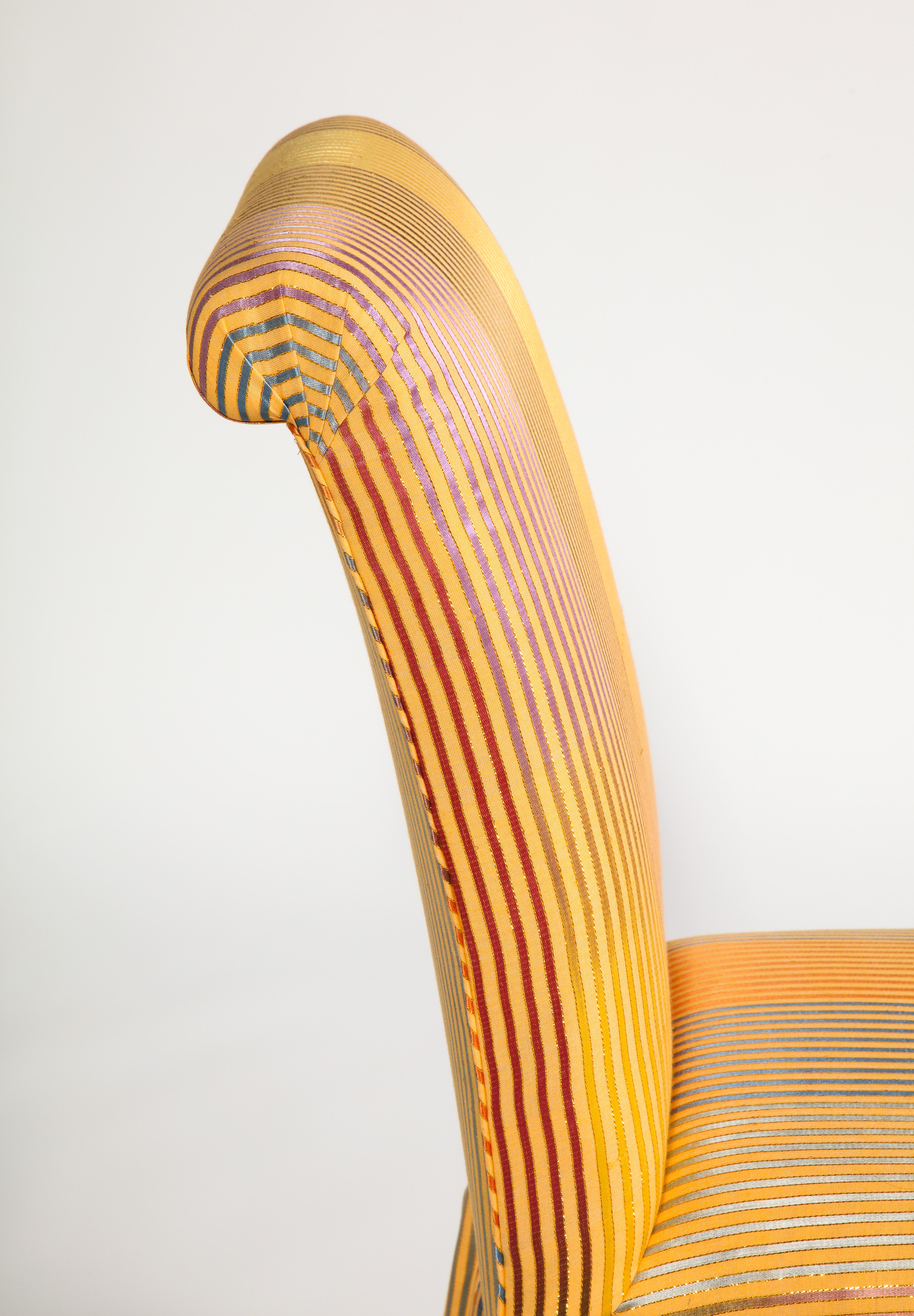 Skirted Side Chair with Metallic Iridescent Stripes In Good Condition For Sale In New York, NY