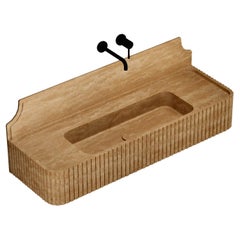 Skive - Ribbed Marble Basin - Beige Travertine - Large