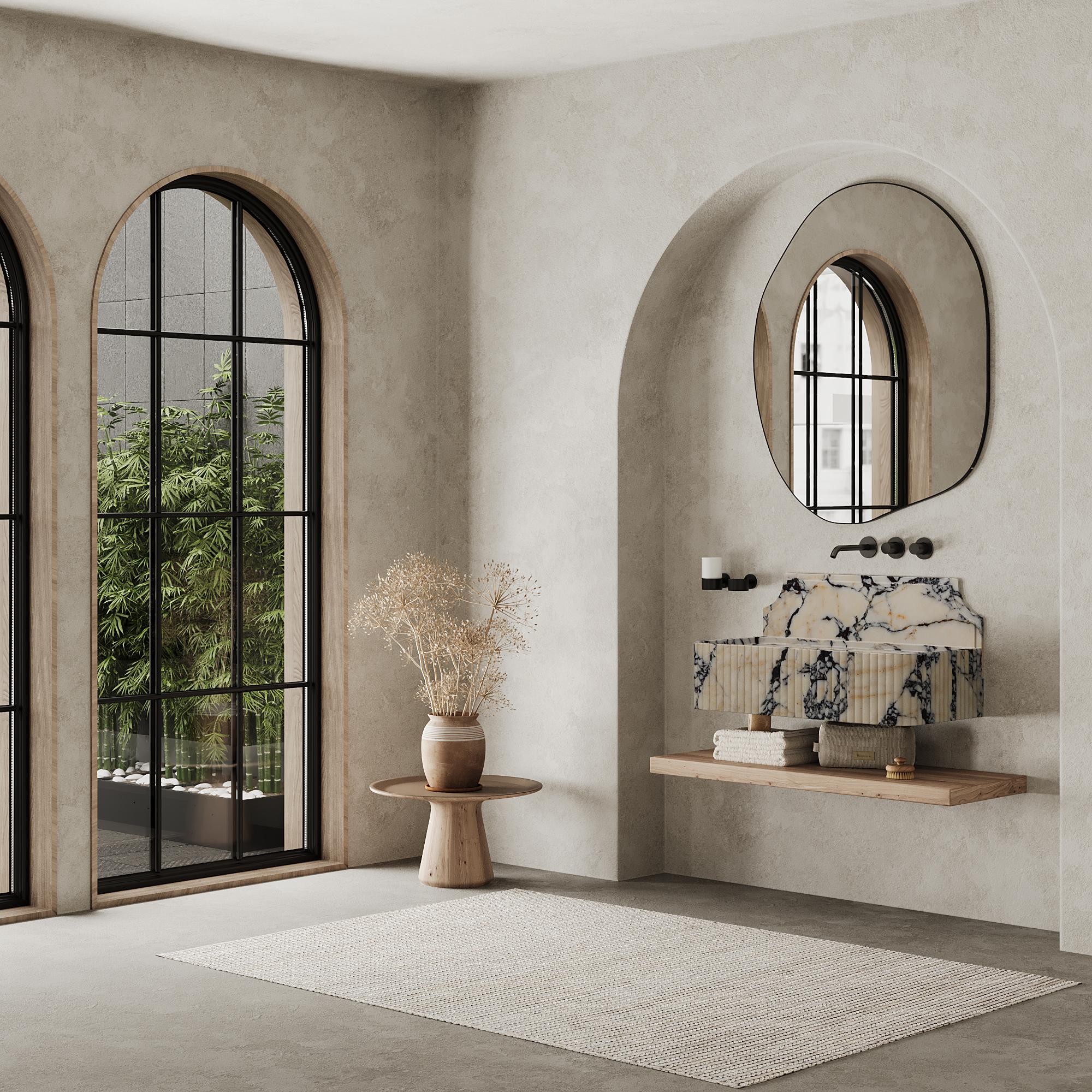 Accentuate your bathroom space with our beautiful Skive Ribbed Marble Basin, a perfect fusion of minimalist design and natural elegance. The beautiful ribbed detailing creates a unique visual appeal while highlighting the unique veining and texture