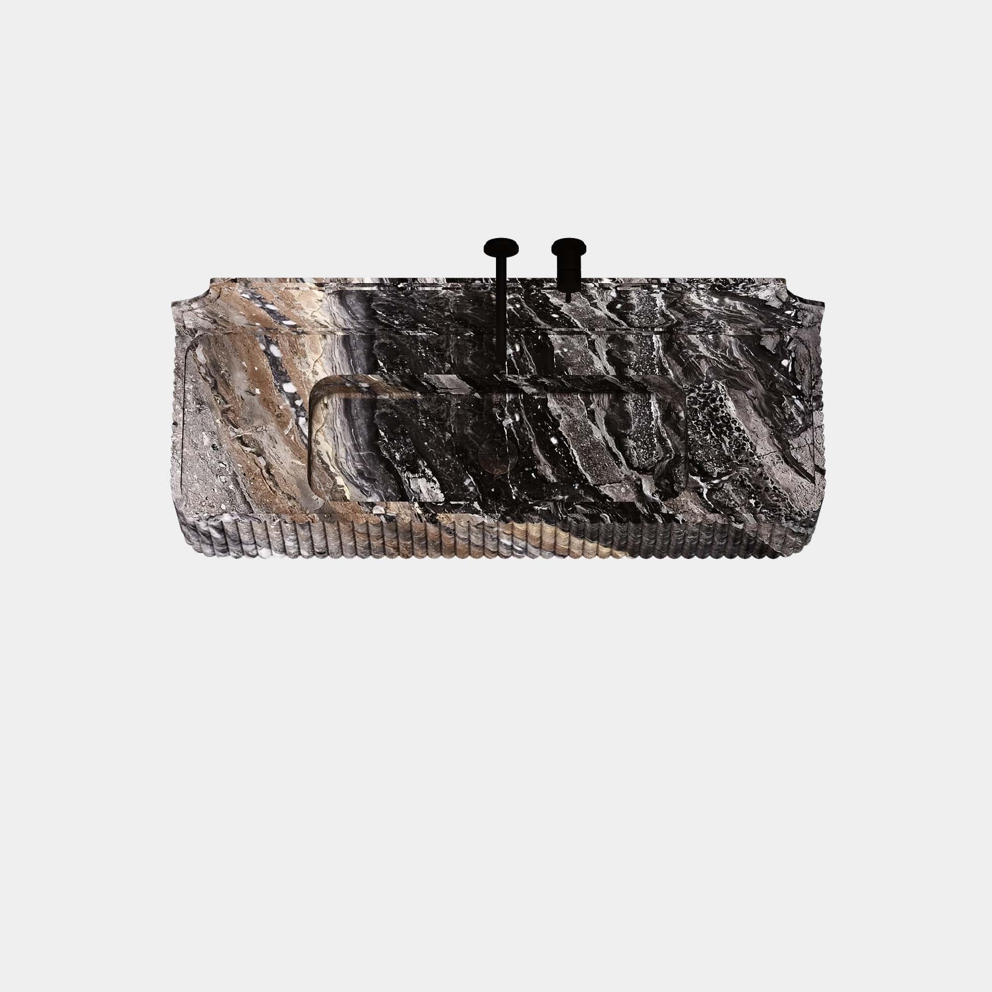 Skive - gerippter Marmor Basin - Grau Galaxy - Groß (Skandinavische Moderne) im Angebot