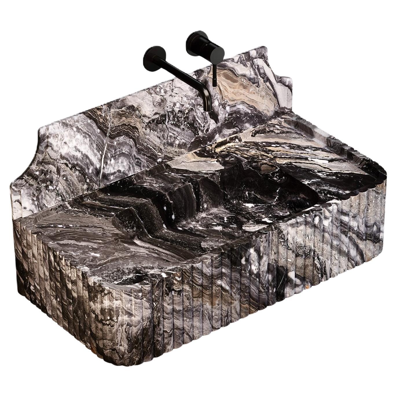 Skive - Geripptes Marmorbecken - Grey Galaxy - Klein
