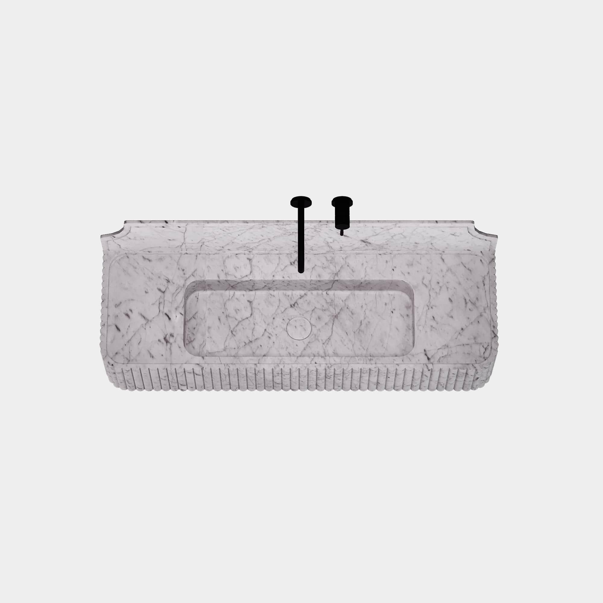 Portugais Basin en marbre côtelé - Carrare blanche - Large en vente