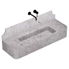 Skive - Ribbed Marble Basin - White Carrara - Large