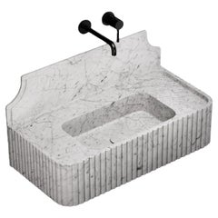 Skive - Ribbed Marble Basin - White Carrara - Medium