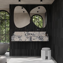 Skive - Ribbed Marble Double Basin - Calacatta Viola