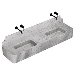 Skive - Ribbed Marble Double Basin - White Carrara