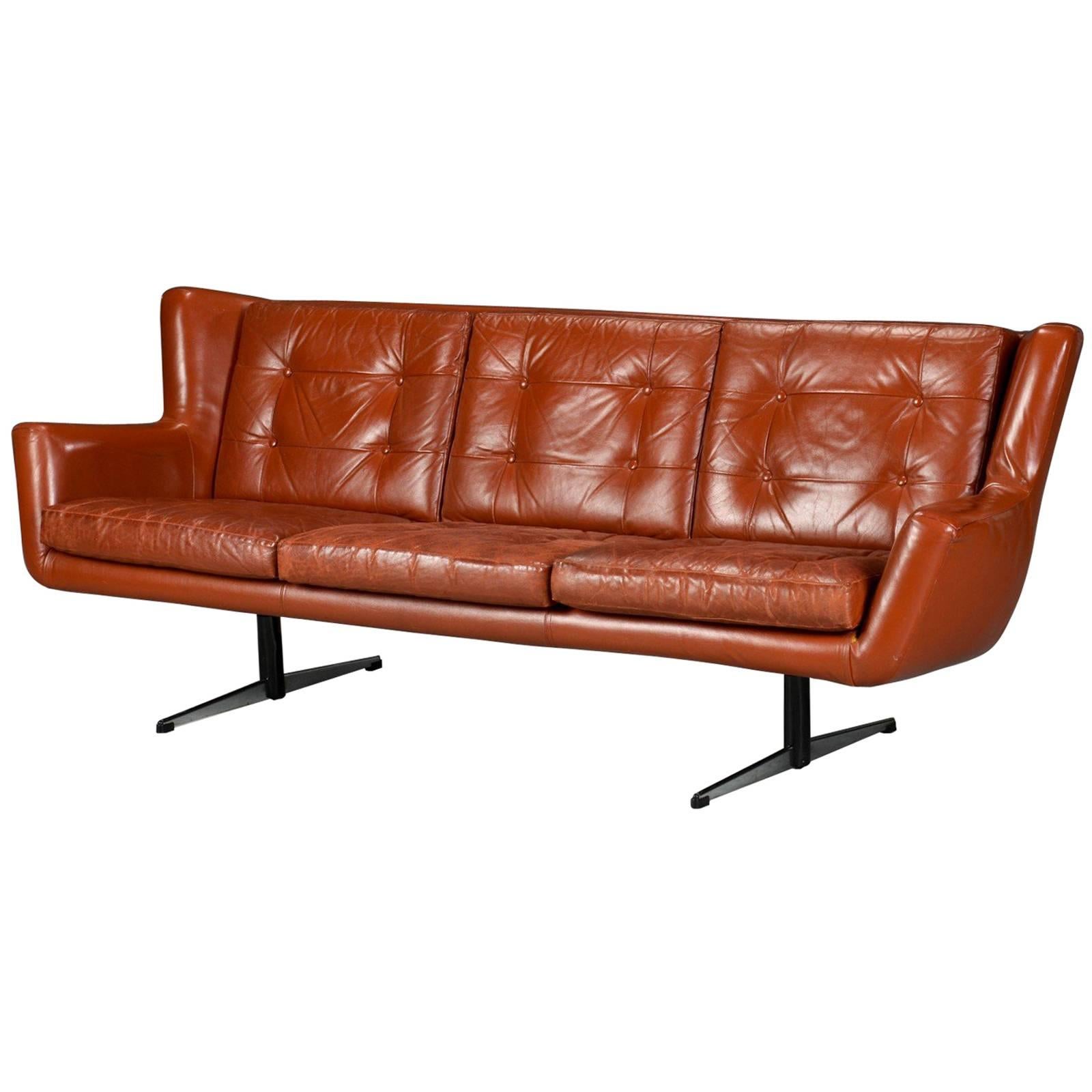 Skjold Sørensen Three-Seat Leather Sofa For Sale