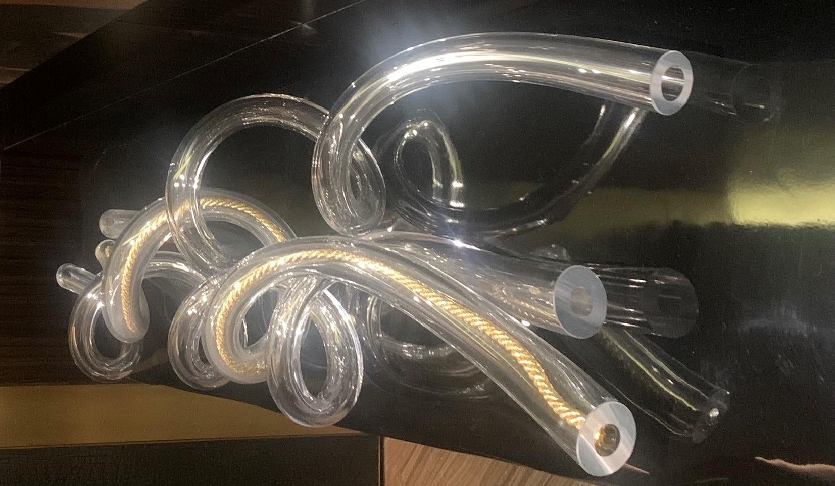 Czech SkLO Blown Glass Coil Sculpture For Sale