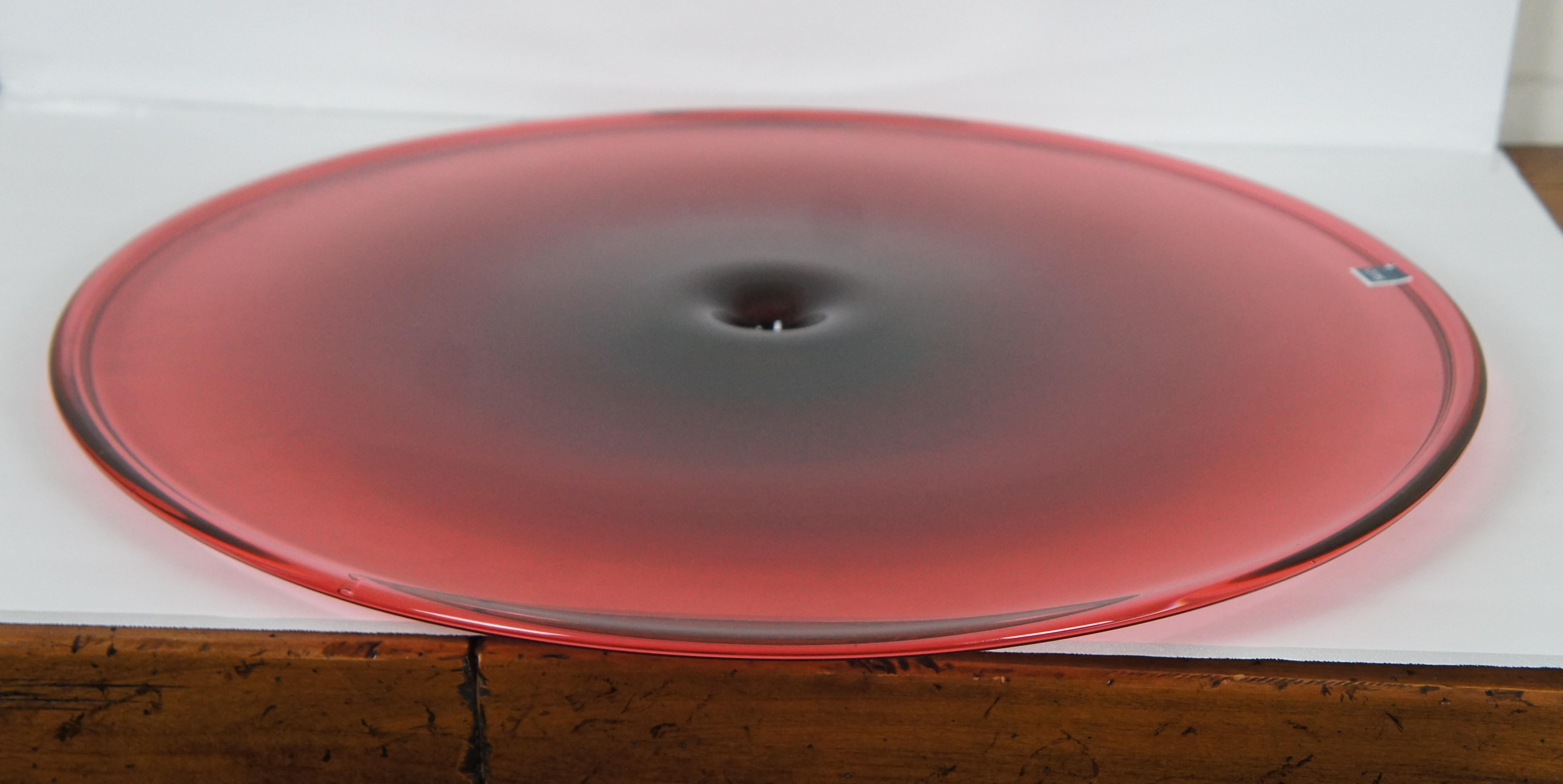 SkLO Czech Studio Art Glass Strawberry Red Pool Object Disc Sculpture 6