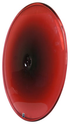 SkLO Czech Studio Art Glass Strawberry Red Pool Object Disc Sculpture