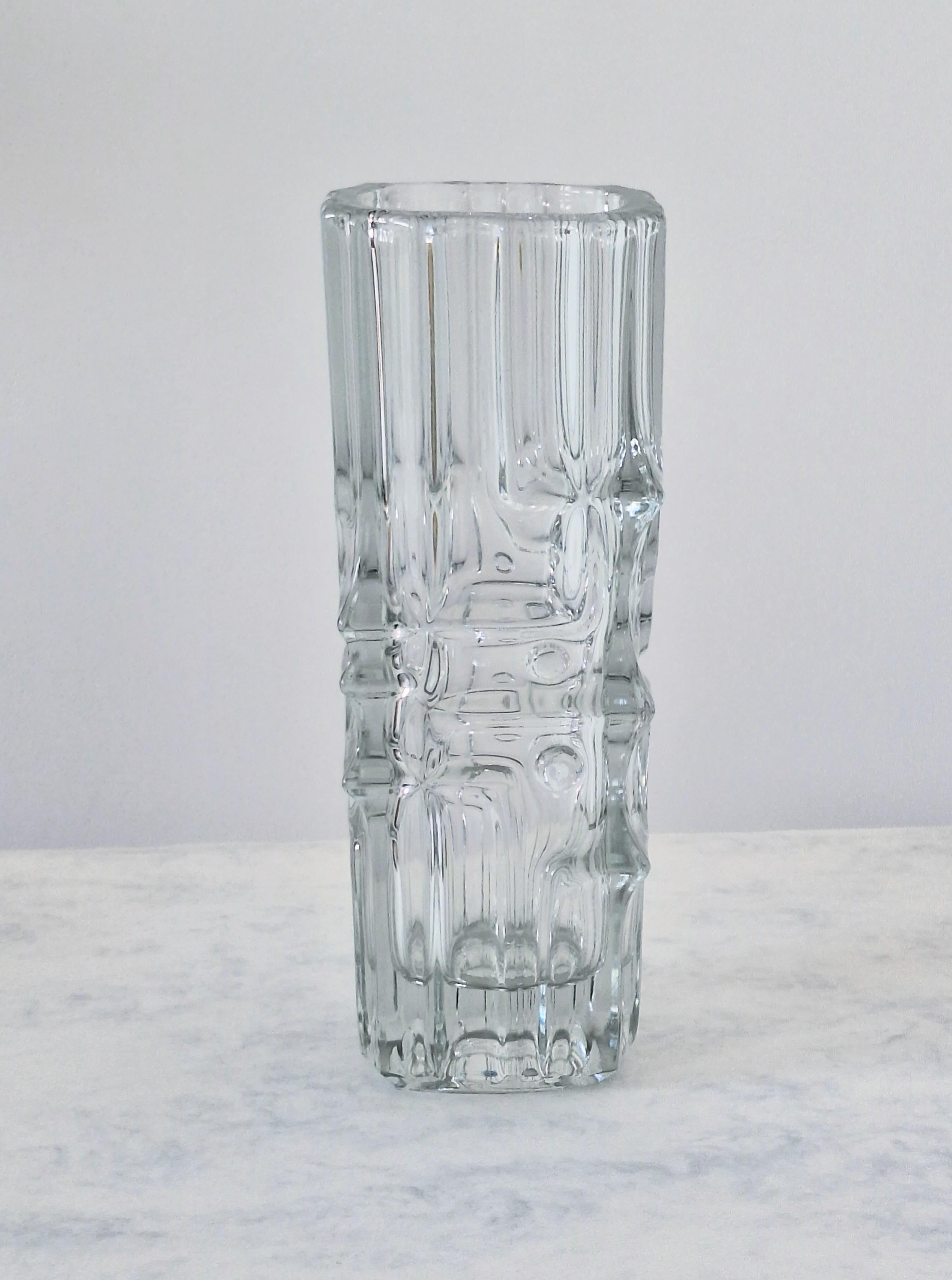 Mid-20th Century Sklo Union Melting Ice Glass Vase For Sale