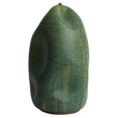 Skoby Joe Antique Green Ceramic Bottle / Vase Wabi Sabi / Mid-Century Modern