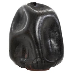 Skoby Joe Black Textured Vessel /Ceramic Vase Wabi Sabi/ Mid-Century Modern