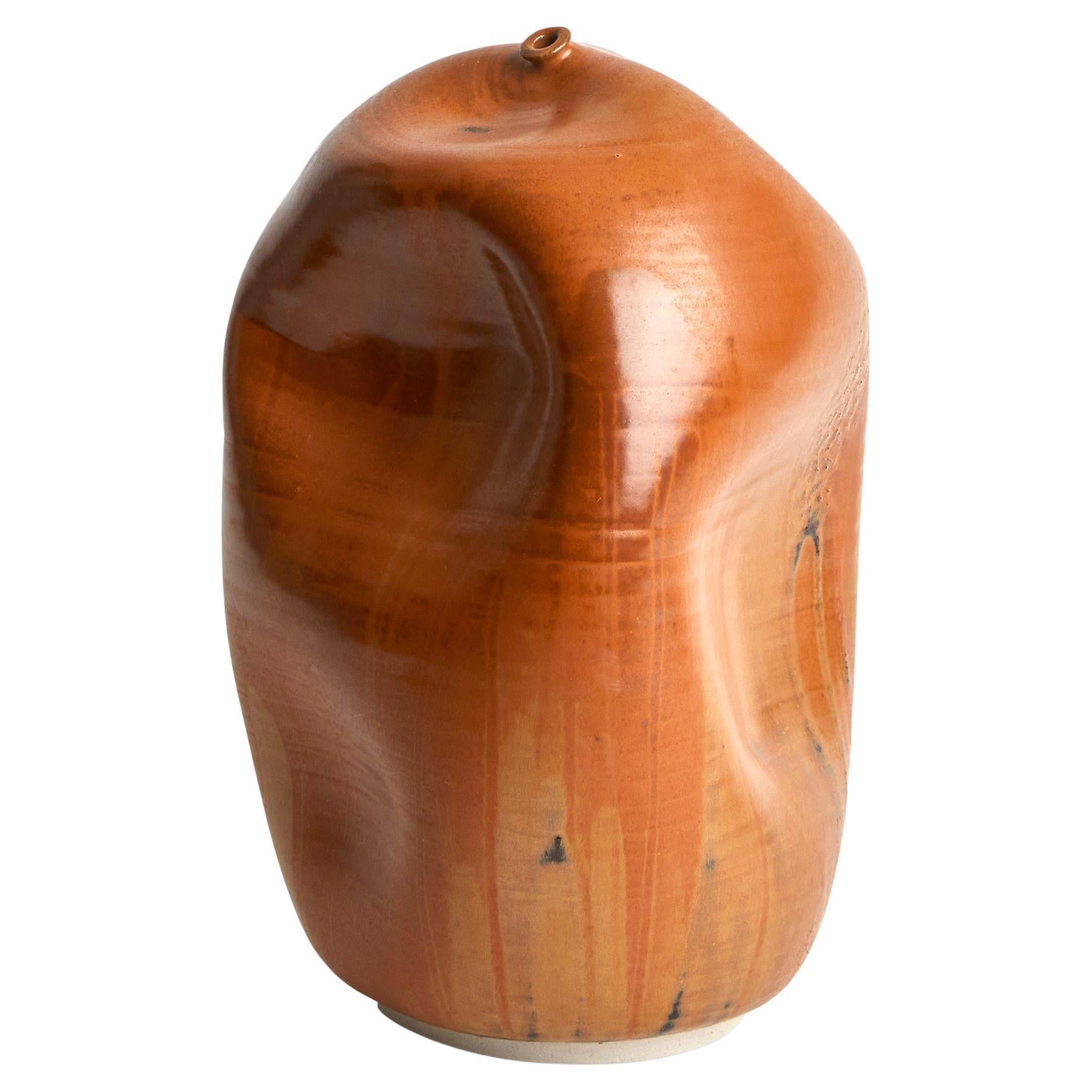 Skoby Joe Burnt Orange Ceramic Vase Wabi Sabi Mid-Century Modern Sculpture