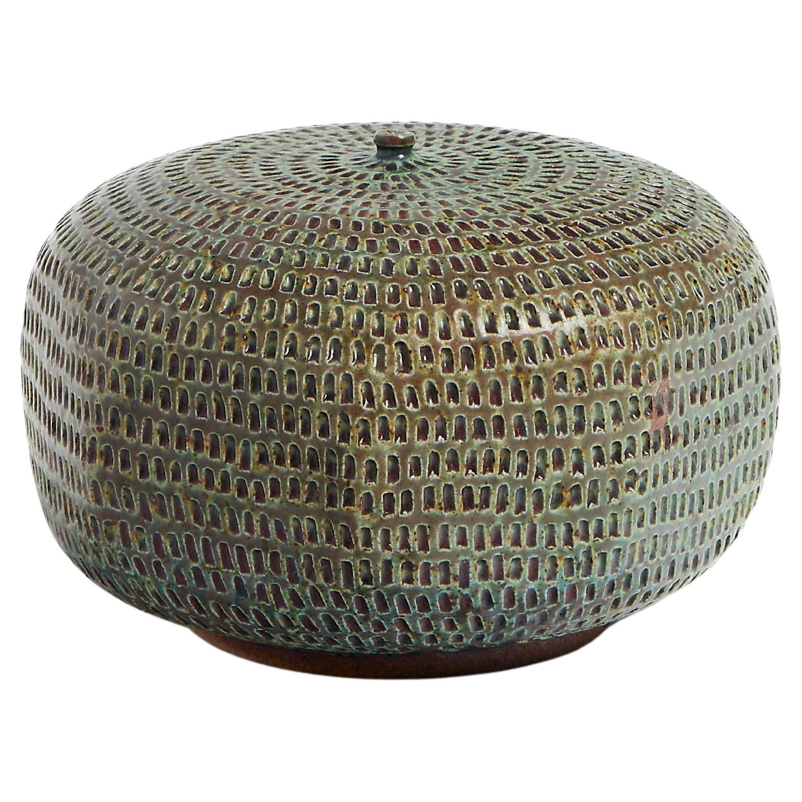 Hand Made Bronze Textured Ceramic Vessel, Vase, Organic, Mid Century Modern