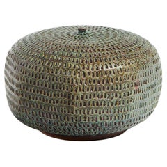 Hand Made Bronze Textured Ceramic Vessel, Vase, Organic, Mid Century Modern