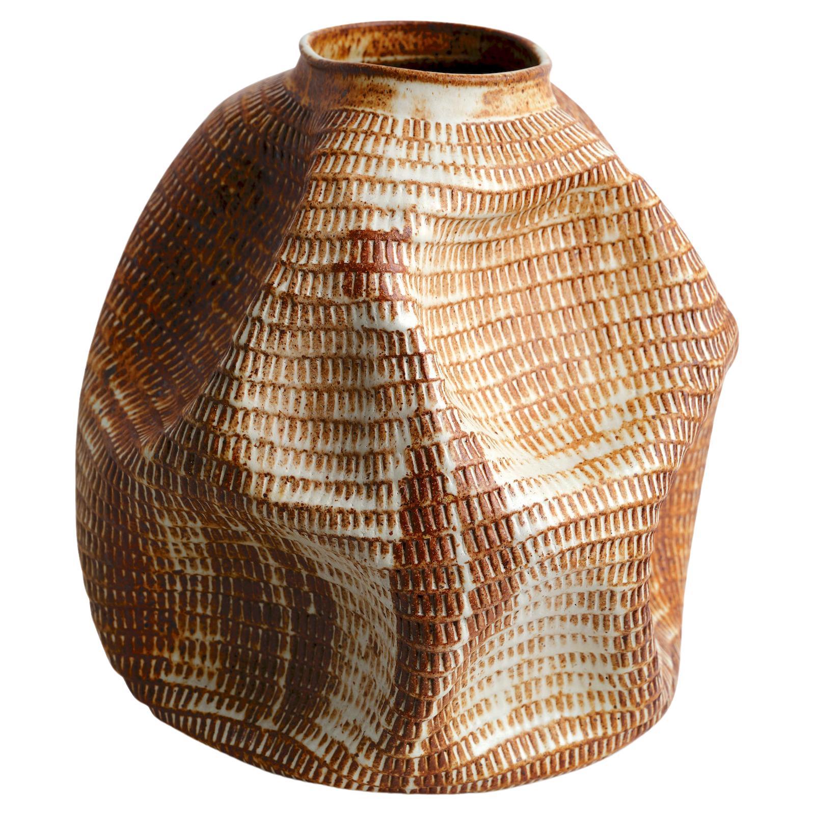 Skoby Joe Handmade Terra Cotta Brown Ceramic Vase Mid-Century Modern Vessel