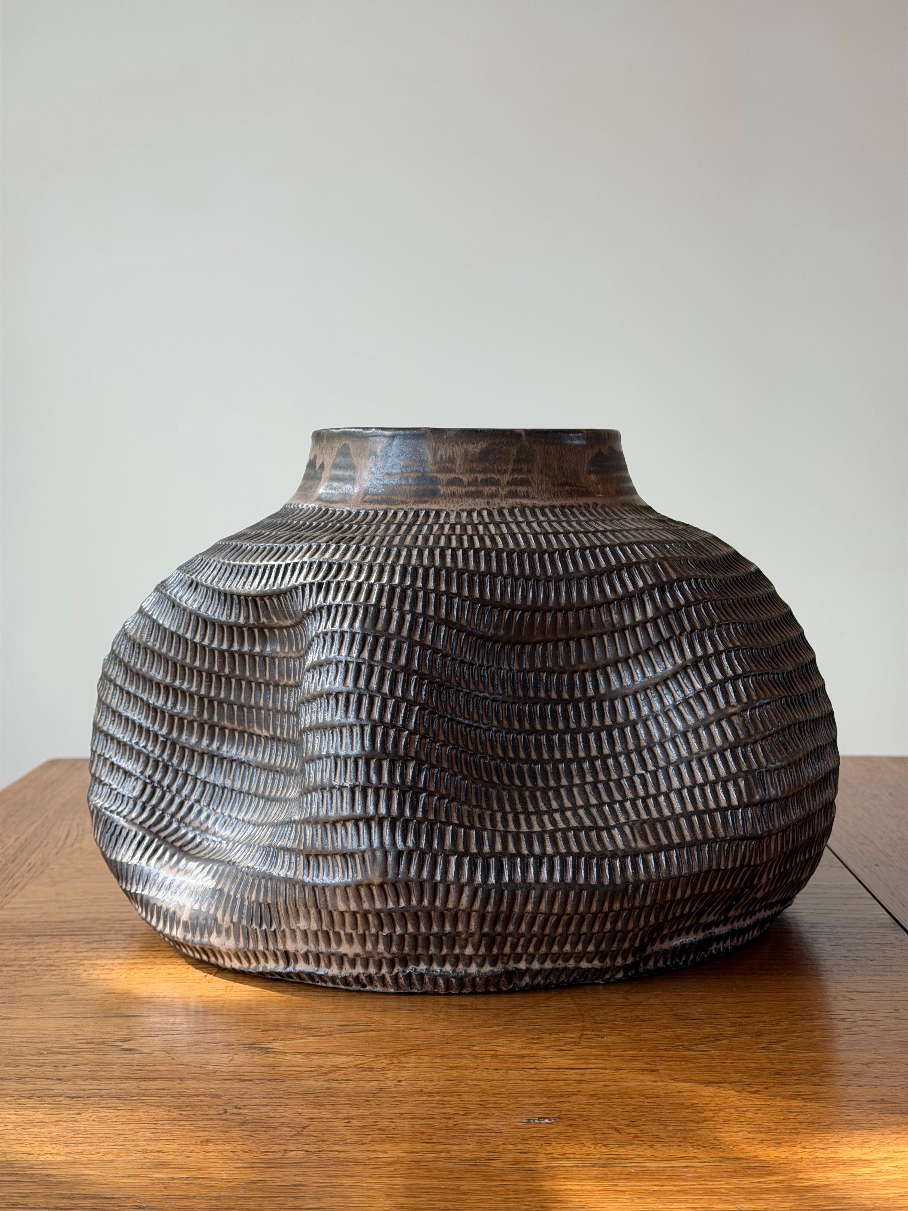 One of a kind, hand thrown, hand carved stoneware