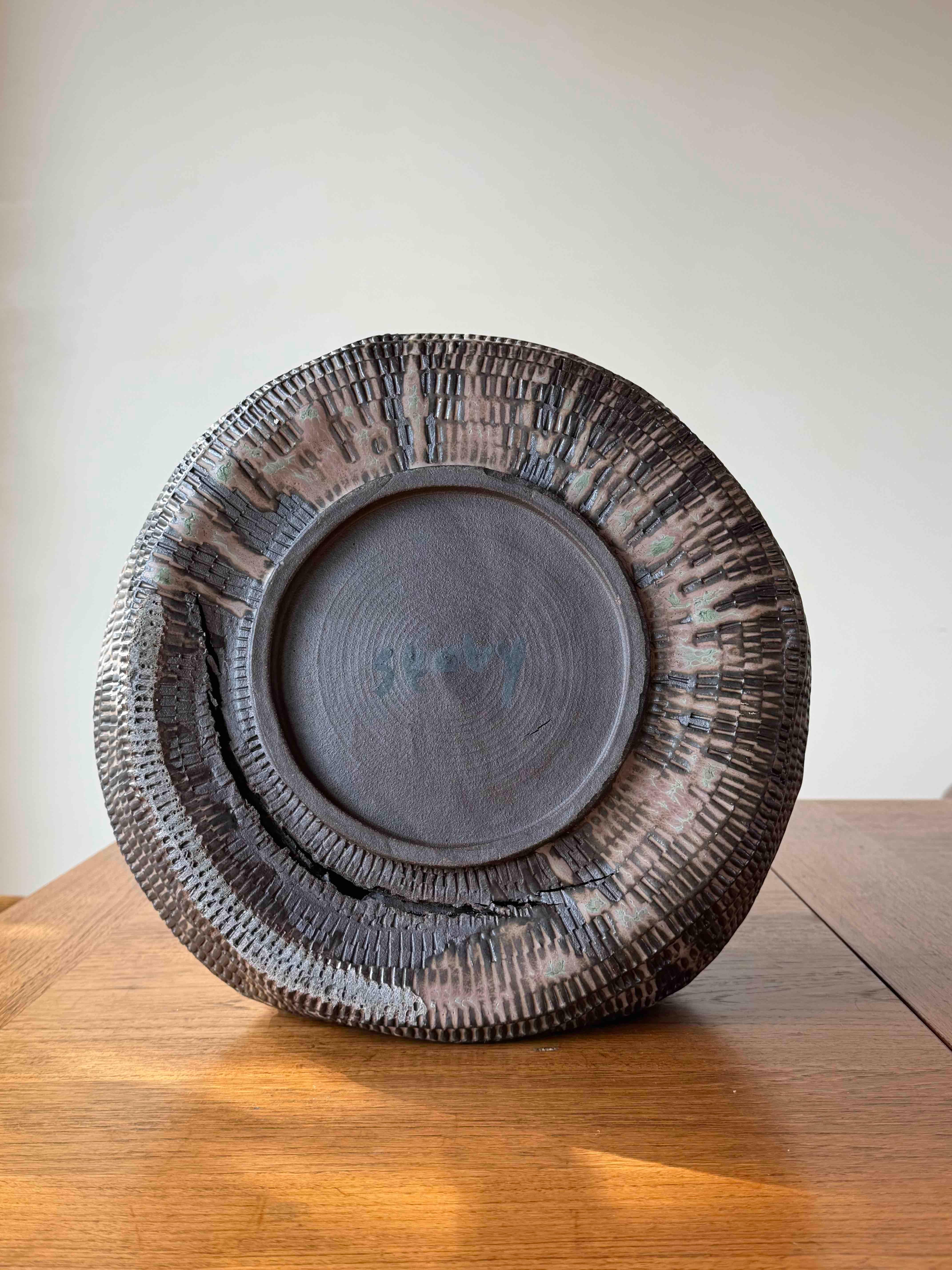 Hand-Carved Skoby Joe Sample Piece - Wabi Sabi Vase- Textured, Brown, Imperfect Beauty For Sale