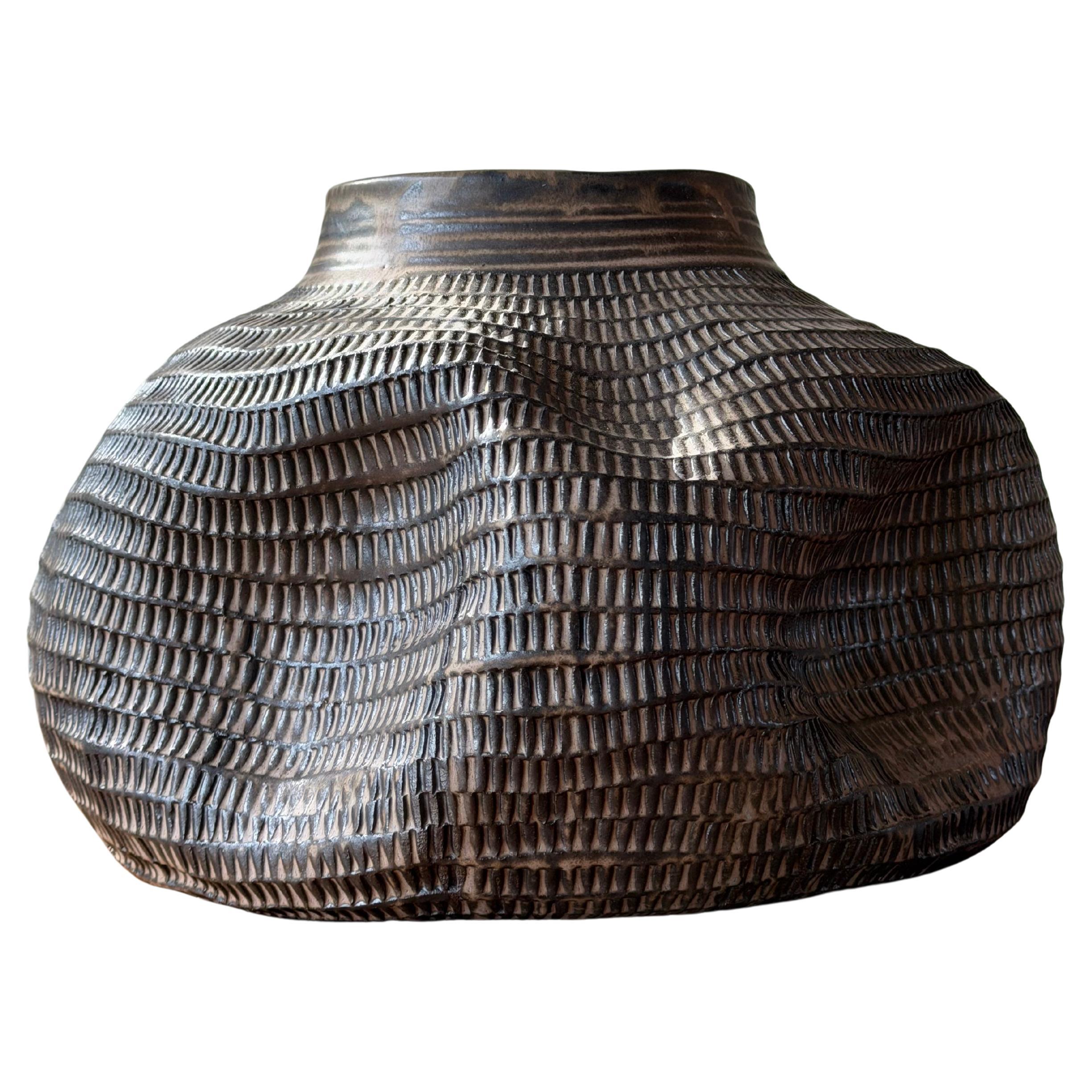 Skoby Joe Sample Piece - Wabi Sabi Vase- Textured, Brown, Imperfect Beauty For Sale